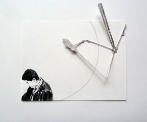 Untitled, 17 x 13 x 4 cm, graphite and collage on paper, 2013